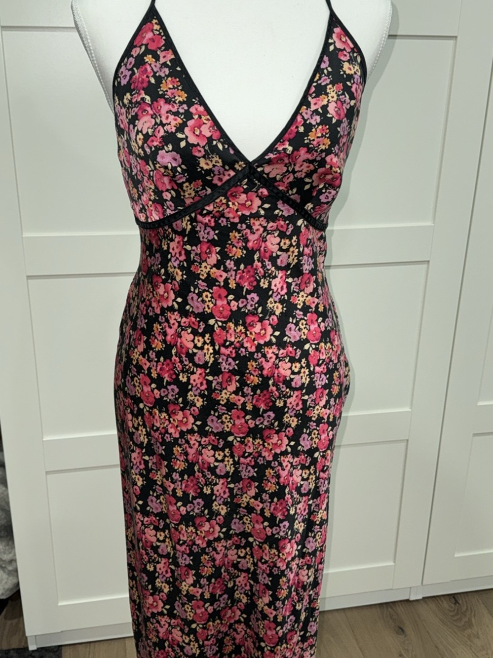 Express Black Skirt with Pink Floral Accent